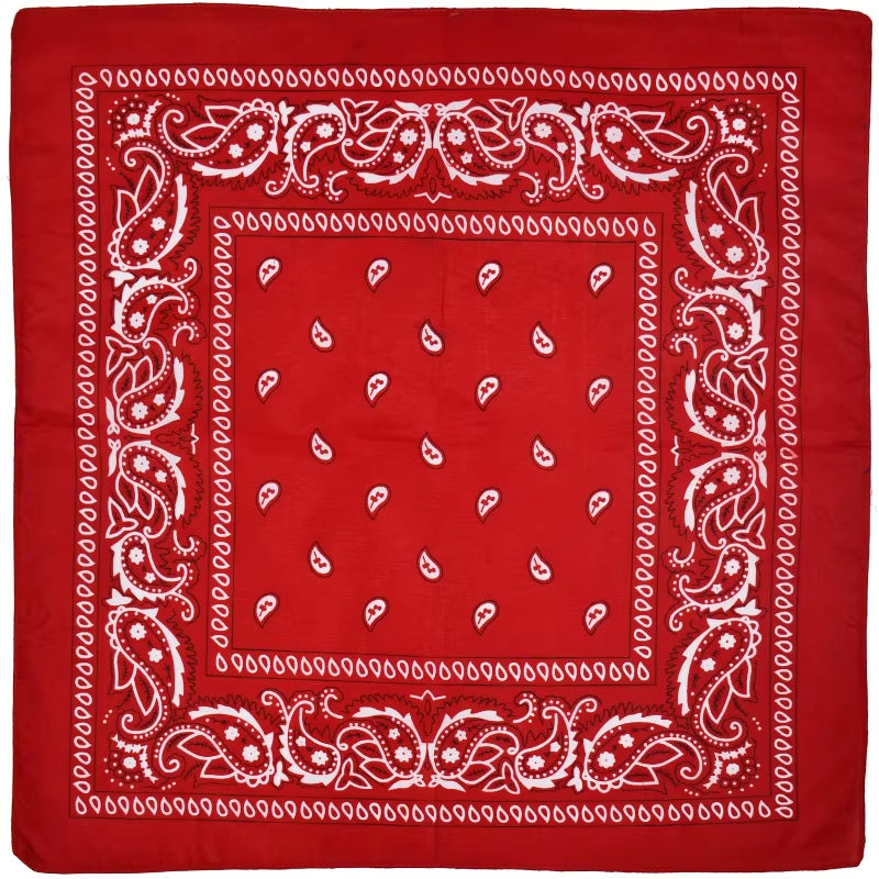 2024 Fashion Hip Hop Bandana Square Scarf 54Cm*54Cm Black Red Headband Printed for Women/Men/Boys/Girls