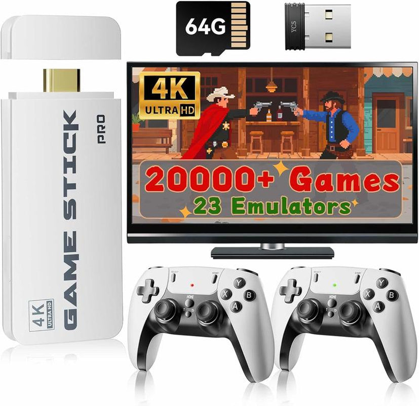 2025 New Upgraded Retrogame Console with 20,000+ Games,4K Hdml Output, Wireless Controller, Game Emulator, Arcade Communication Stick