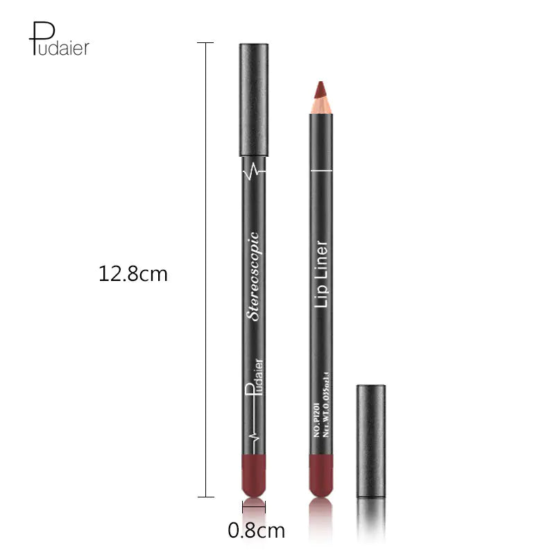 Pudaier 12-Color Waterproof Matte Velvet Lip Liner