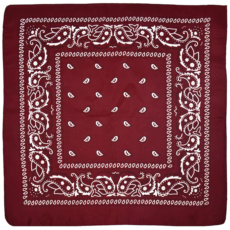 2024 Fashion Hip Hop Bandana Square Scarf 54Cm*54Cm Black Red Headband Printed for Women/Men/Boys/Girls