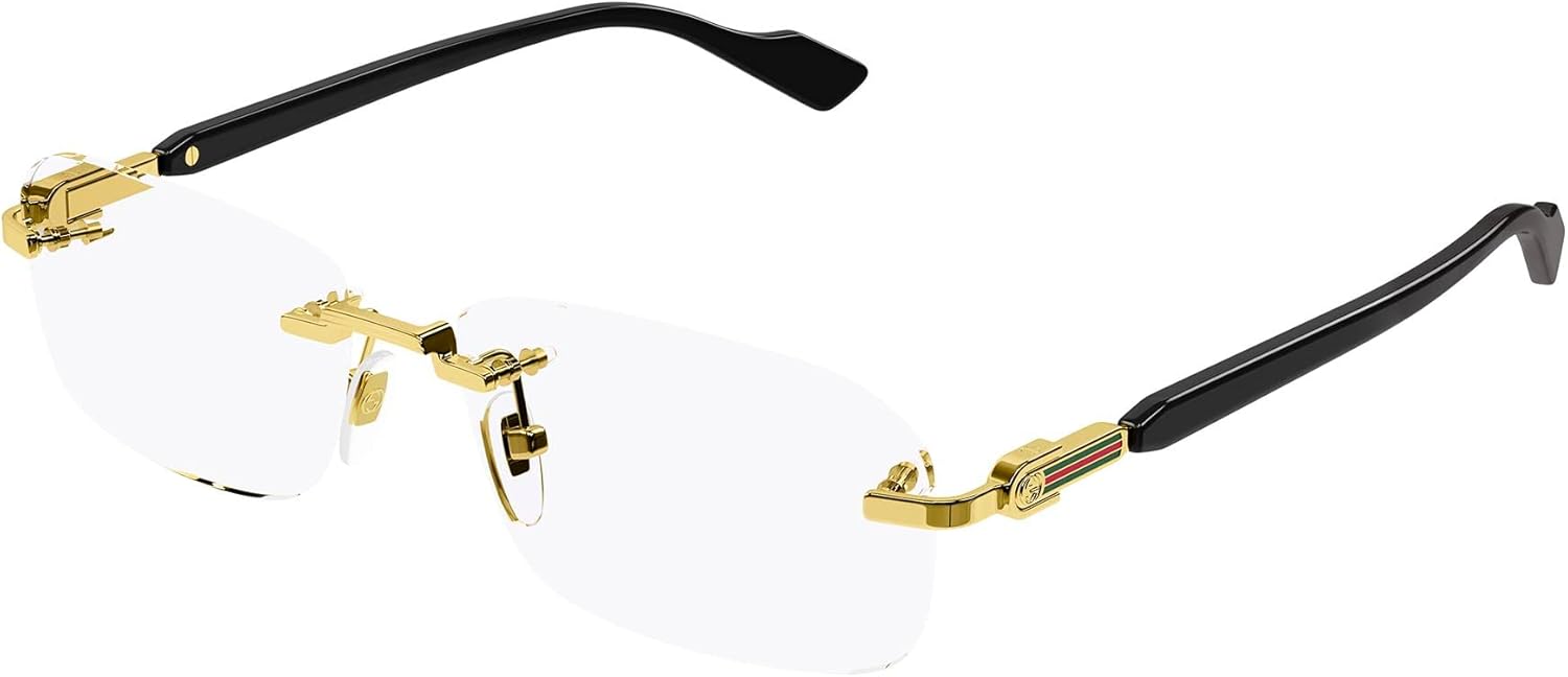 Gucci GG1221O 001 Gold Rectangular Men's Eyeglasses