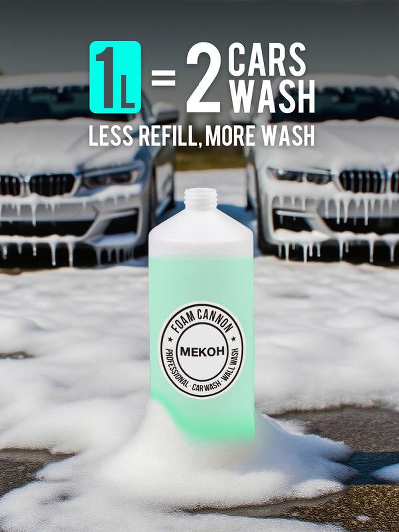 1 Liter Adjustable Foam Cannon Snow Foam Lance with 1/4" Quick Connector 5 Pressure Washer Nozzles for Car Detailing Cleaning White