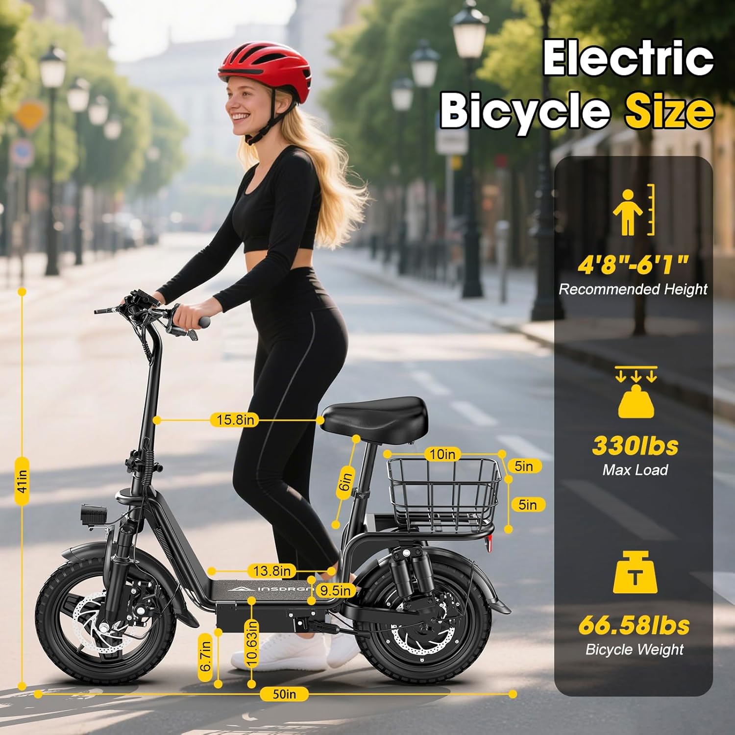 Adults Electric Scooter with Seat, 48V 10.4AH Foldable Electric Scooter,14" Tires,750W Motor,20MPH, 28-Mile Long Range and Dual Disc Brakes,330lbs Max Load