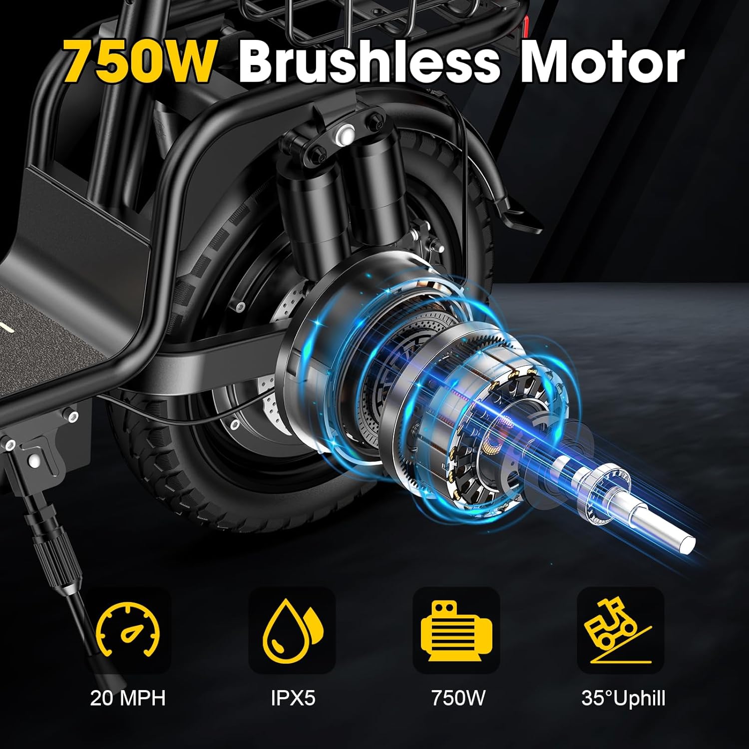 Adults Electric Scooter with Seat, 48V 10.4AH Foldable Electric Scooter,14" Tires,750W Motor,20MPH, 28-Mile Long Range and Dual Disc Brakes,330lbs Max Load