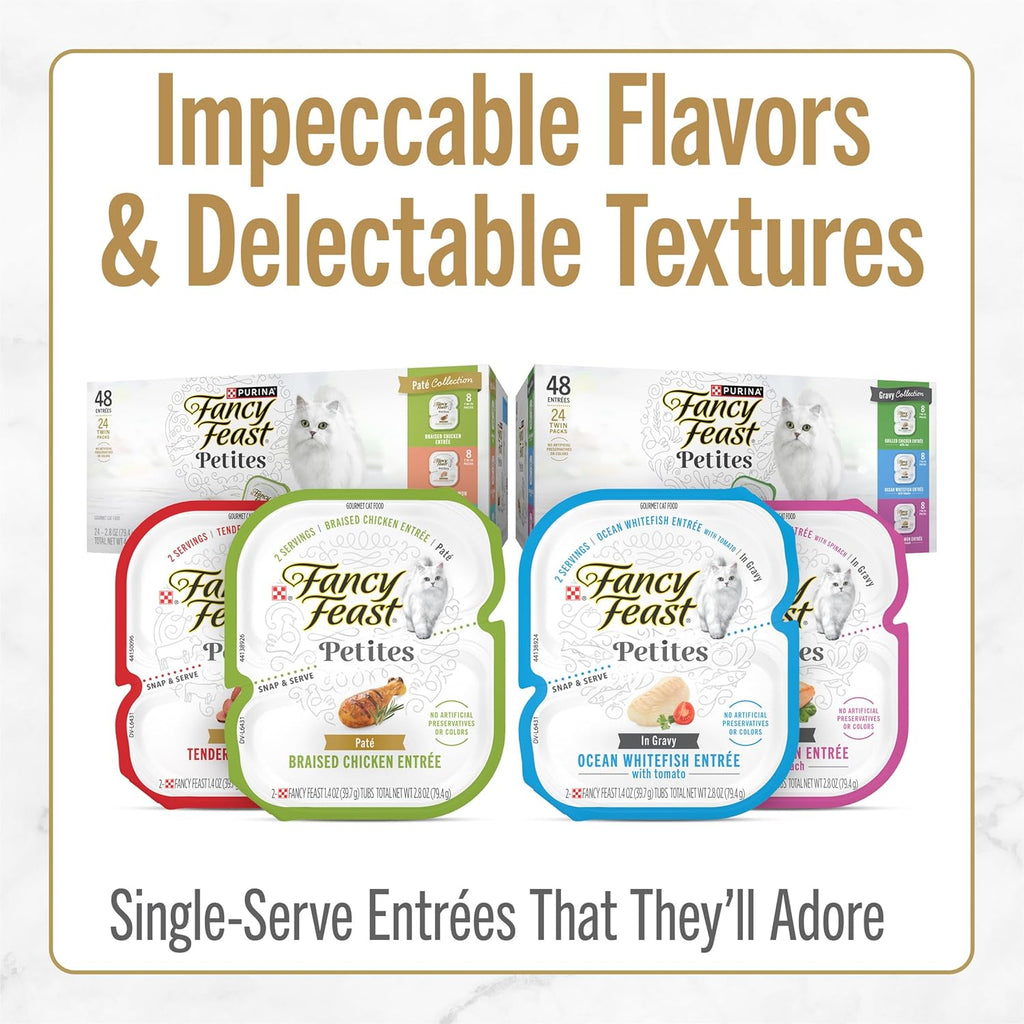 Purina  Petites Tender Beef Entrée Gourmet Wet Cat Food Pate - (Pack of 12) 2.8 Oz. Tubs