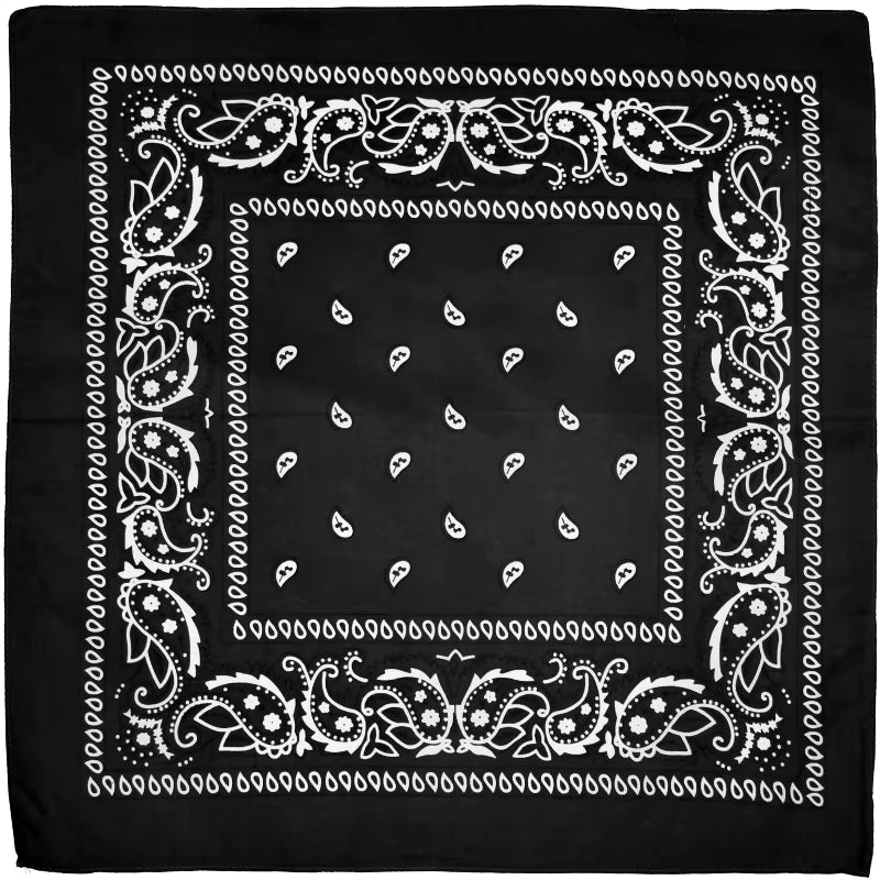 2024 Fashion Hip Hop Bandana Square Scarf 54Cm*54Cm Black Red Headband Printed for Women/Men/Boys/Girls