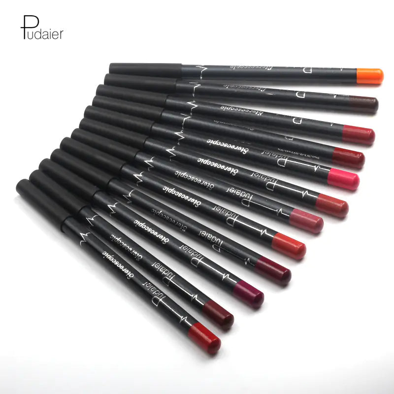 Pudaier 12-Color Waterproof Matte Velvet Lip Liner