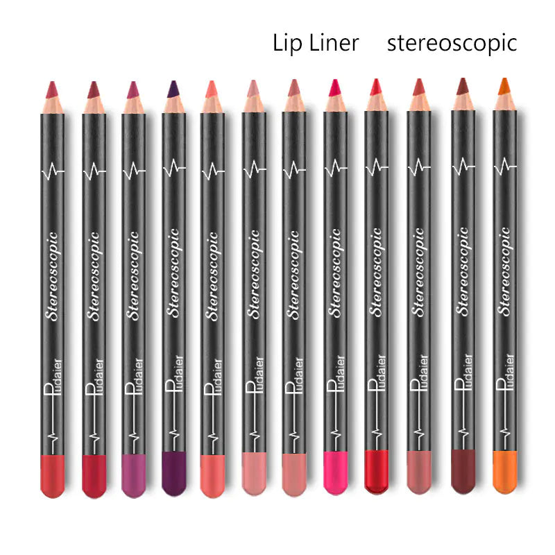 Pudaier 12-Color Waterproof Matte Velvet Lip Liner