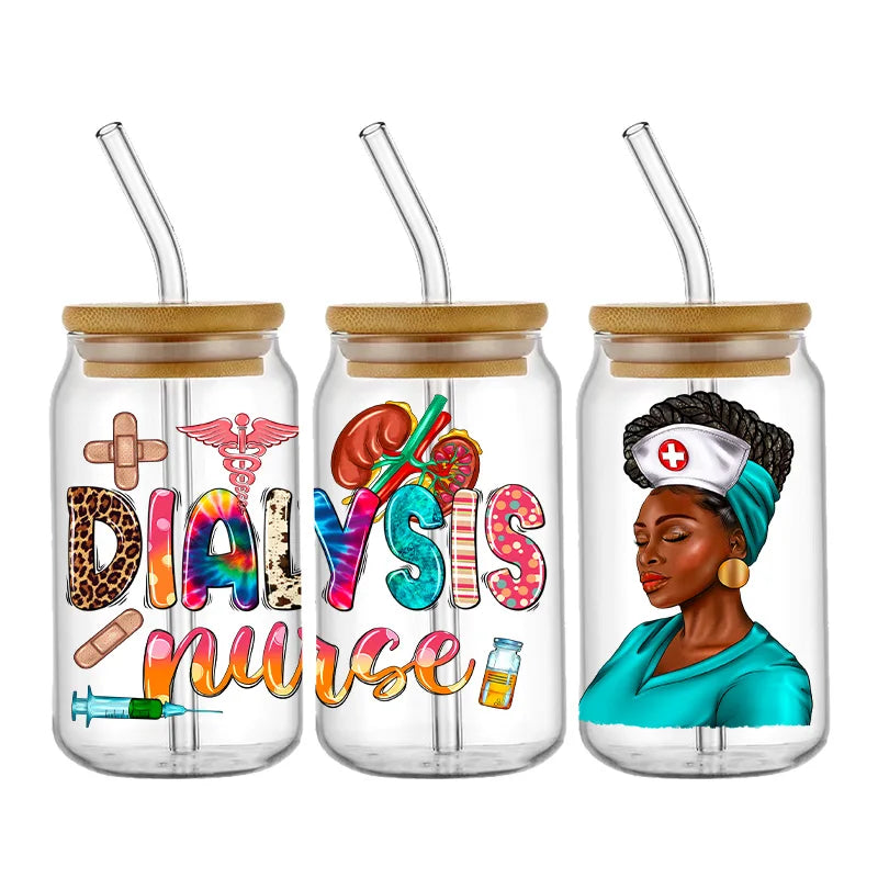3D UV DTF Transfers Stickers 16oz Cup Wraps Doctor Nurse Day Printed For DIY Glass Ceramic Metal Leather Etc