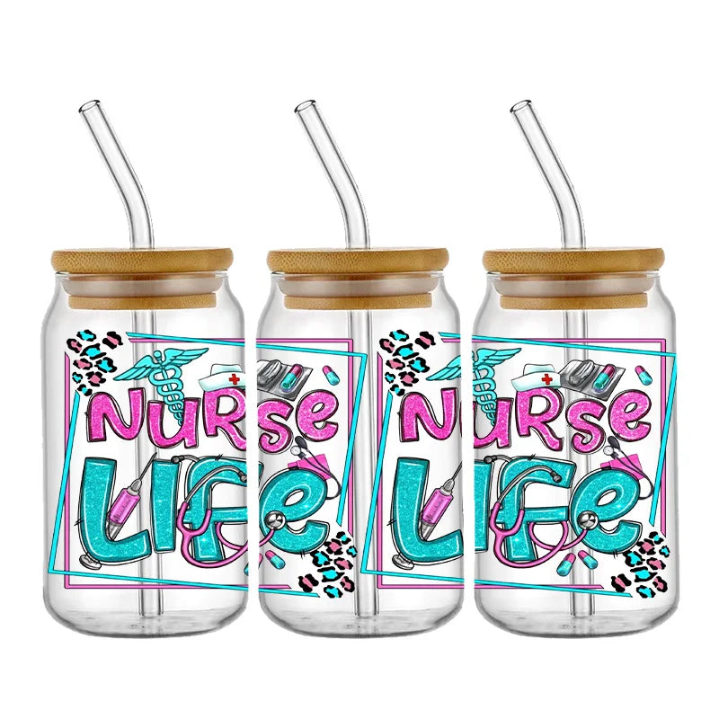 3D UV DTF Transfers Stickers 16oz Cup Wraps Doctor Nurse Day Printed For DIY Glass Ceramic Metal Leather Etc