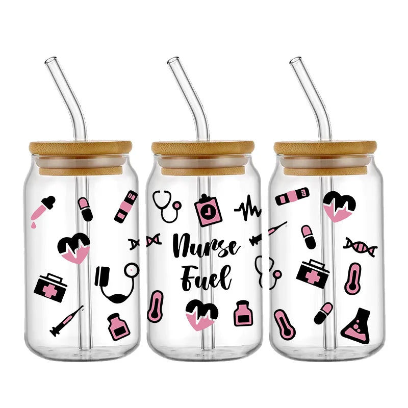 3D UV DTF Transfers Stickers 16oz Cup Wraps Doctor Nurse Day Printed For DIY Glass Ceramic Metal Leather Etc