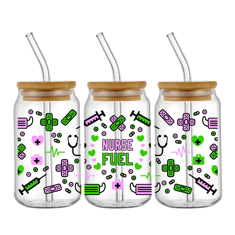 3D UV DTF Transfers Stickers 16oz Cup Wraps Doctor Nurse Day Printed For DIY Glass Ceramic Metal Leather Etc