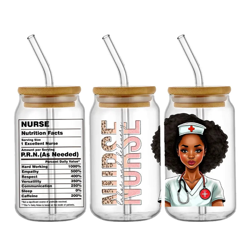 3D UV DTF Transfers Stickers 16oz Cup Wraps Doctor Nurse Day Printed For DIY Glass Ceramic Metal Leather Etc