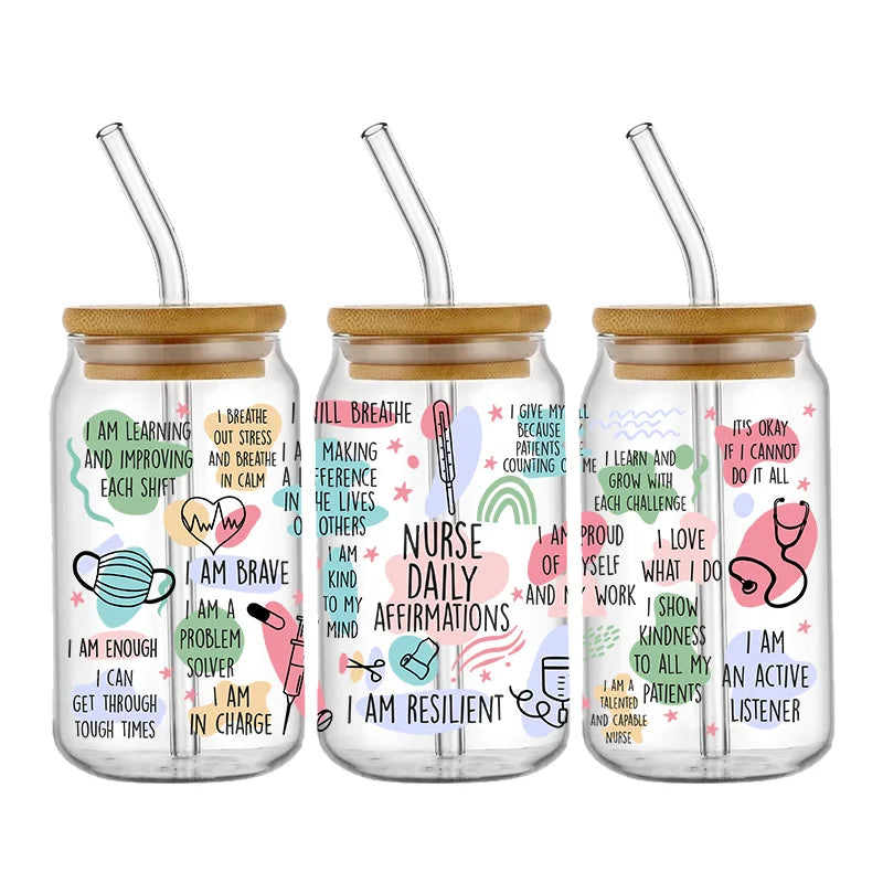 3D UV DTF Transfers Stickers 16oz Cup Wraps Doctor Nurse Day Printed For DIY Glass Ceramic Metal Leather Etc