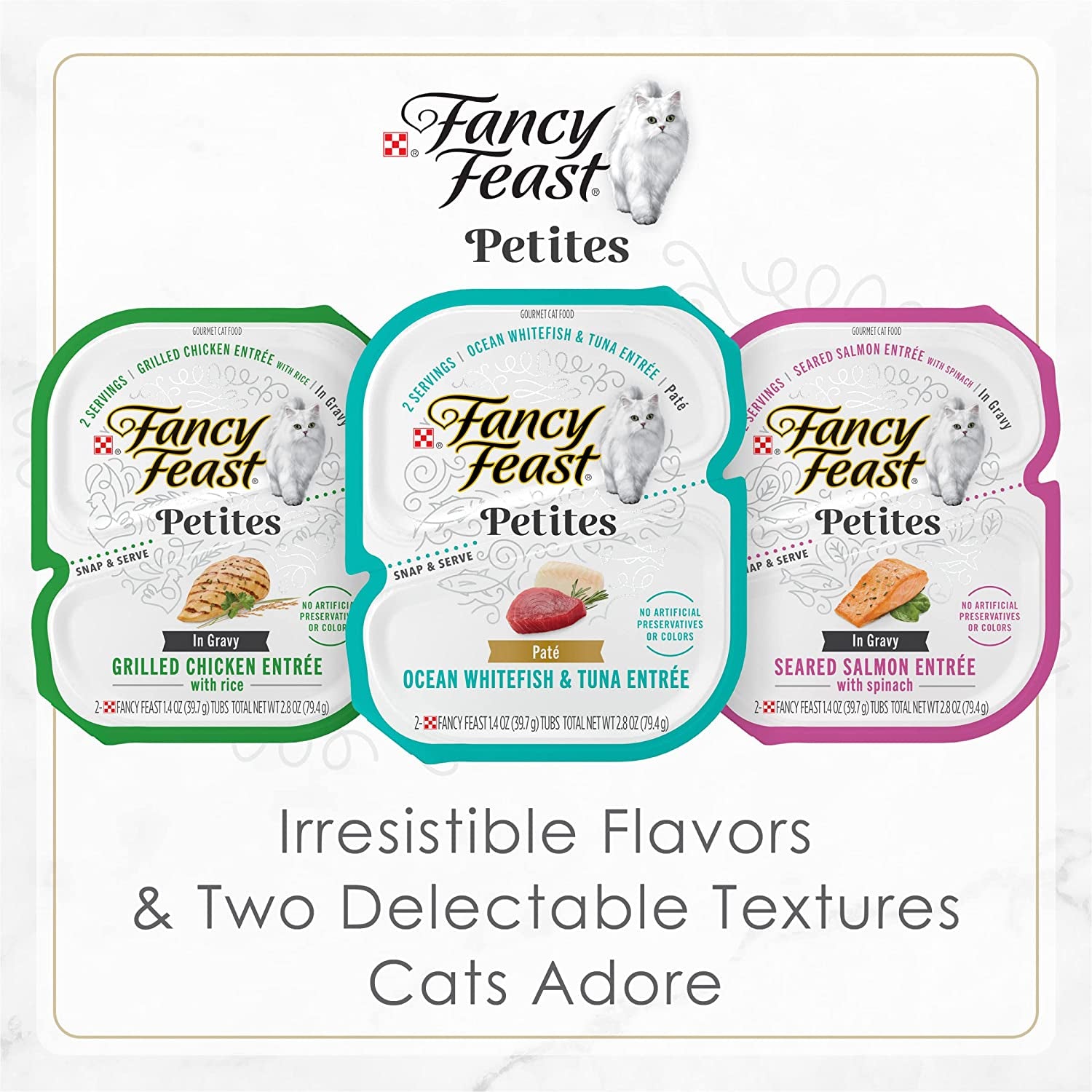 Purina  Petites Tender Beef Entrée Gourmet Wet Cat Food Pate - (Pack of 12) 2.8 Oz. Tubs