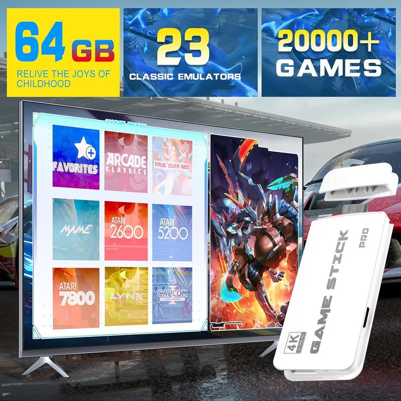 2025 New Upgraded Retrogame Console with 20,000+ Games,4K Hdml Output, Wireless Controller, Game Emulator, Arcade Communication Stick