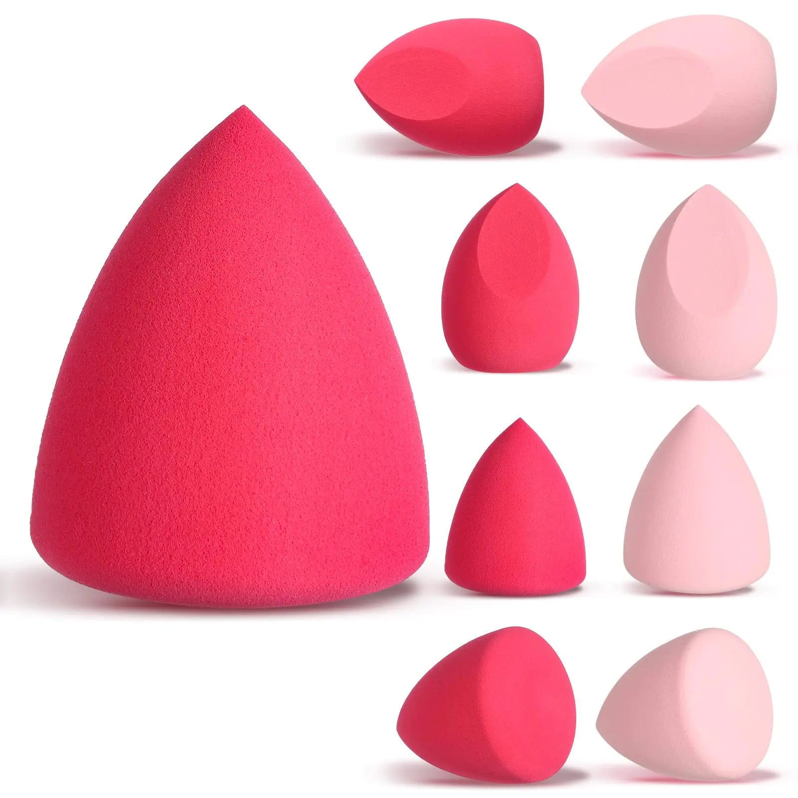 8pcs Makeup Sponge Set Professional Blender Sponge Soft Concealer Sponge Facial Makeup Tools for Foundation Liquid Powder for Birthday Party Valentines Day(Pink&Rose Red)