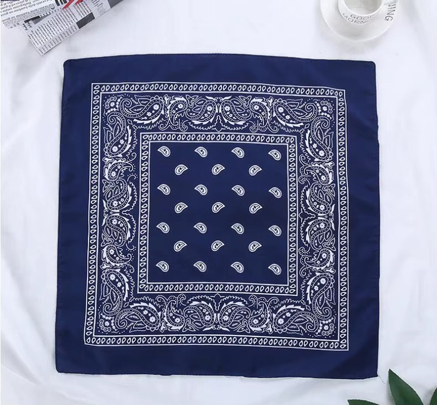 2024 Fashion Hip Hop Bandana Square Scarf 54Cm*54Cm Black Red Headband Printed for Women/Men/Boys/Girls