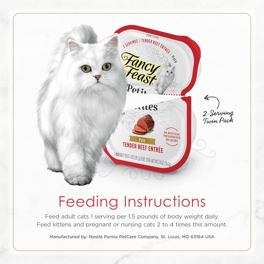 Purina  Petites Tender Beef Entrée Gourmet Wet Cat Food Pate - (Pack of 12) 2.8 Oz. Tubs