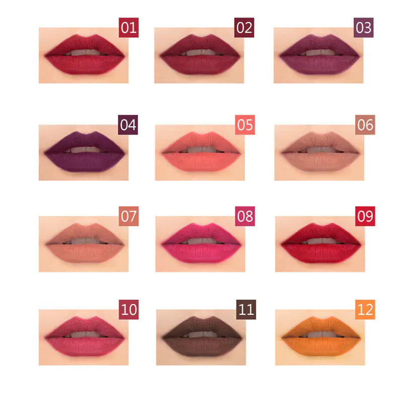 Pudaier 12-Color Waterproof Matte Velvet Lip Liner