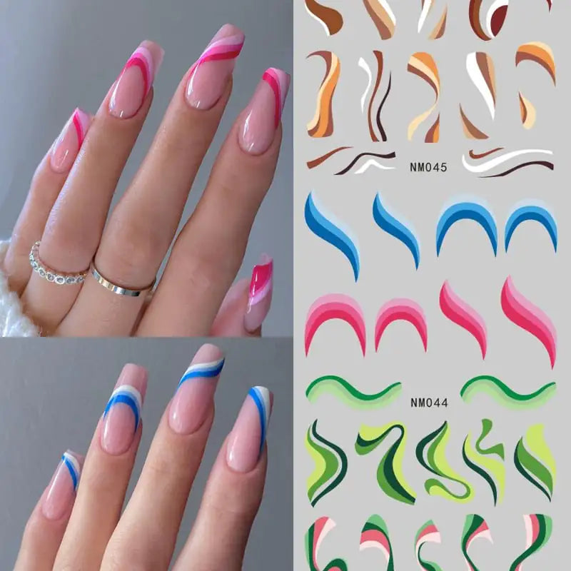 Abstract Ribbon Line Watermark Nail Sticker Decor